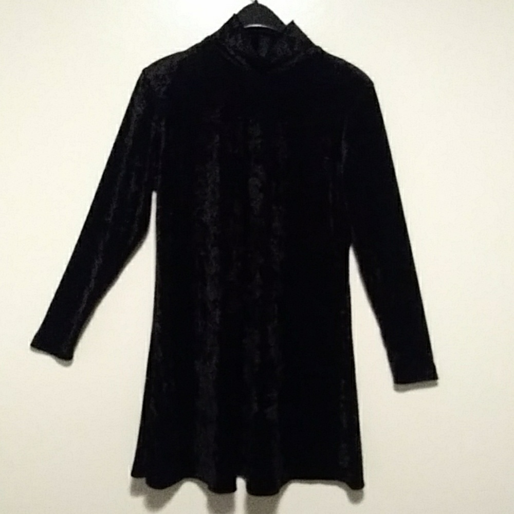 Black Crushed Velvet Dress